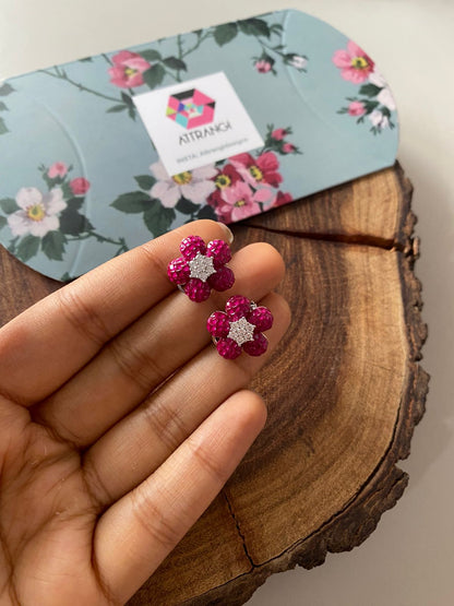 Dainty Diana Floral Illusion Setting Diamond Stud Earrings