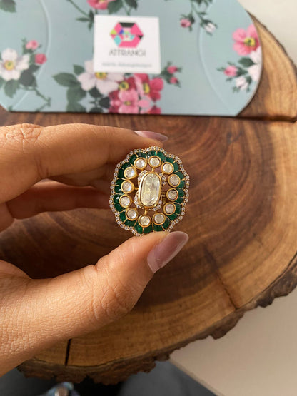 Sonam Moissanite Polki Indian Ring | Adjustable