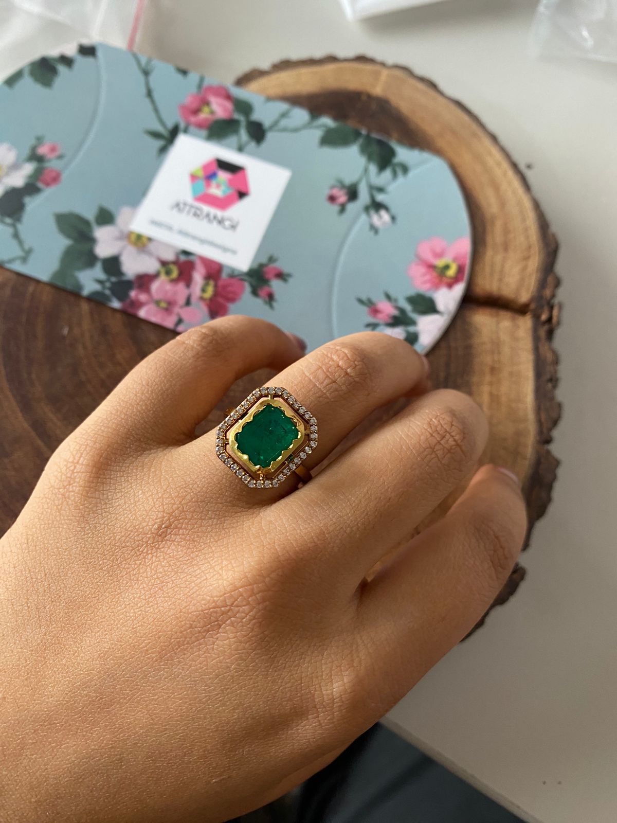 Selvi Coloured Stone Indo Western Ring | Adjustable