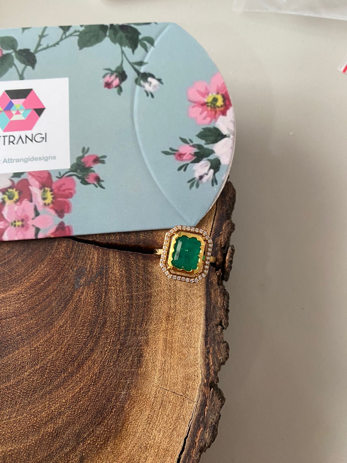 Selvi Coloured Stone Indo Western Ring | Adjustable