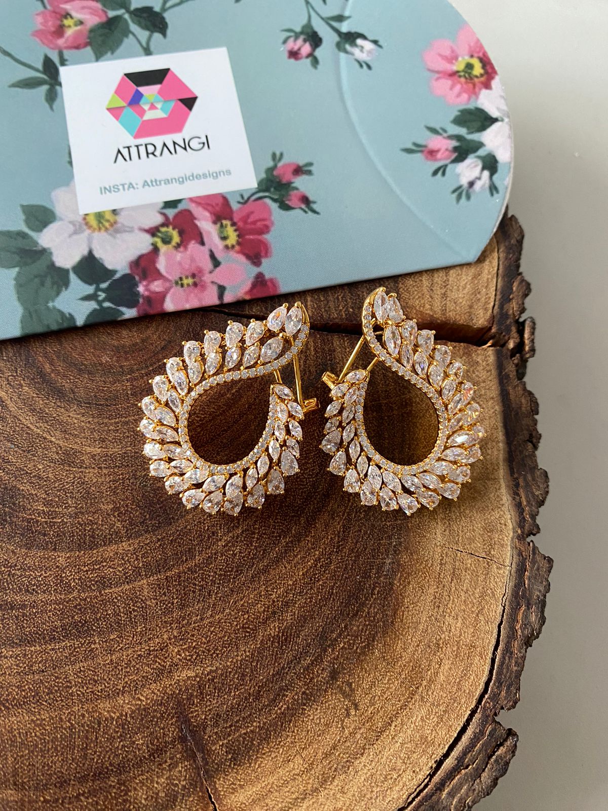 Oscar Winner Diamond C Style Stud Earrings
