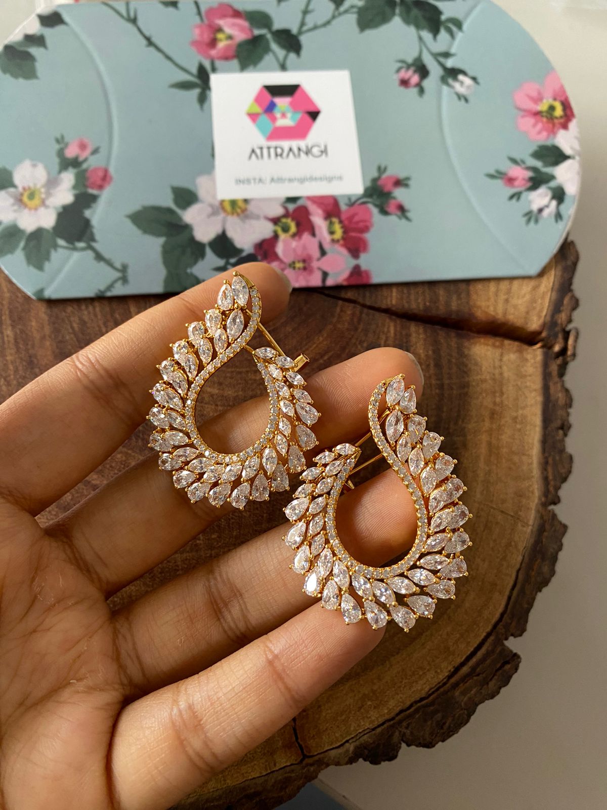 Oscar Winner Diamond C Style Stud Earrings