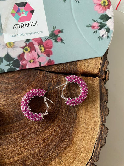 Dave Diamond Coloured Stones Daily Wear Hoops