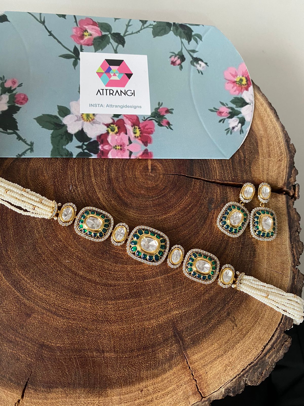 Juhi Moissanite Polki Meenakari Epoxy Choker Set