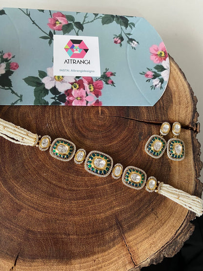 Juhi Moissanite Polki Meenakari Epoxy Choker Set