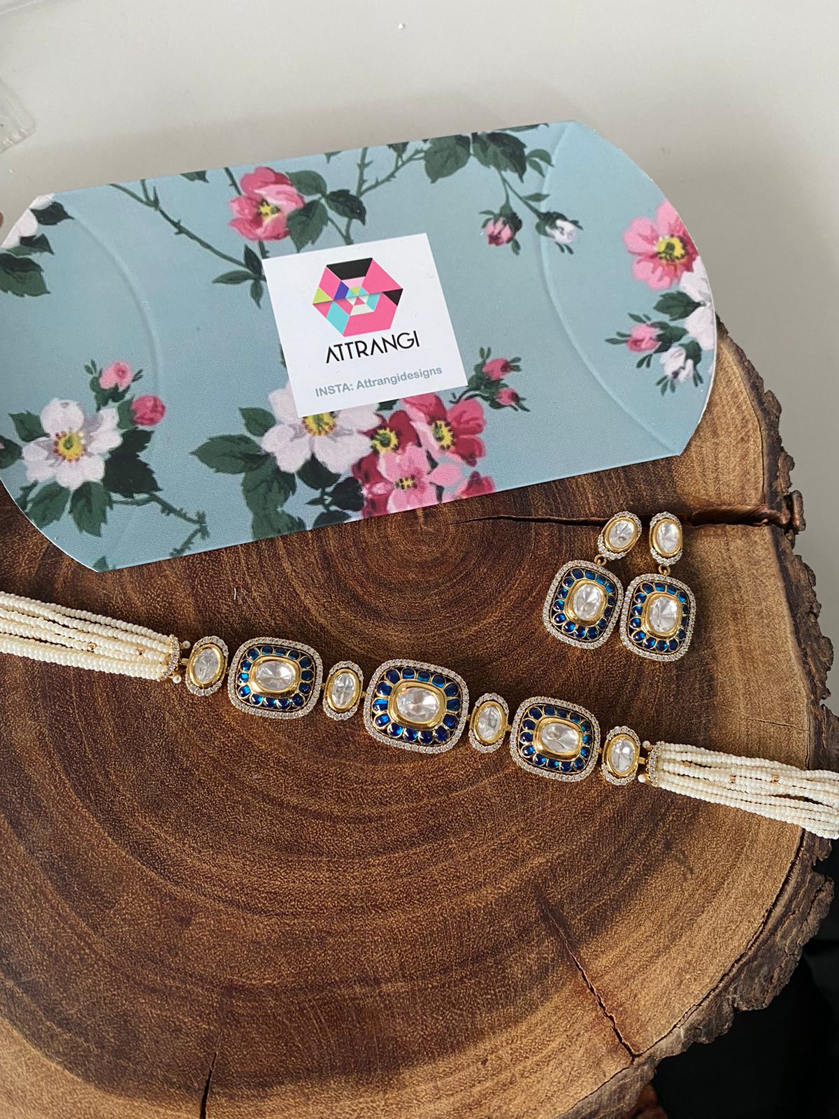 Juhi Moissanite Polki Meenakari Epoxy Choker Set