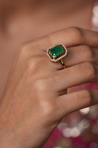 Selvi Coloured Stone Indo Western Ring | Adjustable