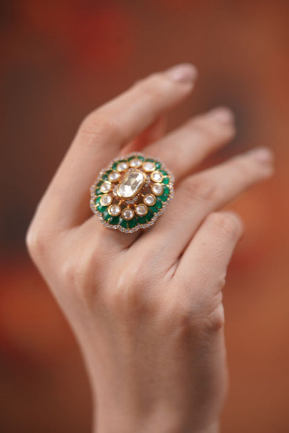 Sonam Moissanite Polki Indian Ring | Adjustable