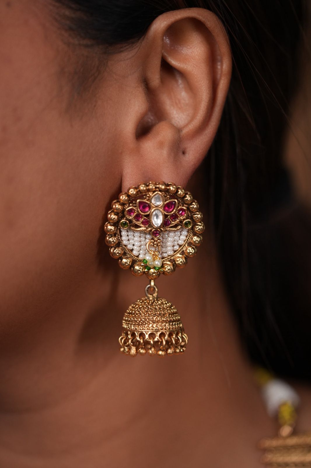 Devika Indian Necklace Set with Gold Jhumkas | Sone Pe Suhaga Collection