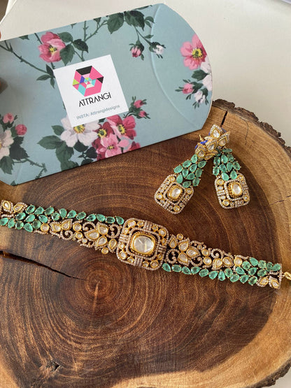 Vimonisha Moissanite  Polki Indo Western Choker Set