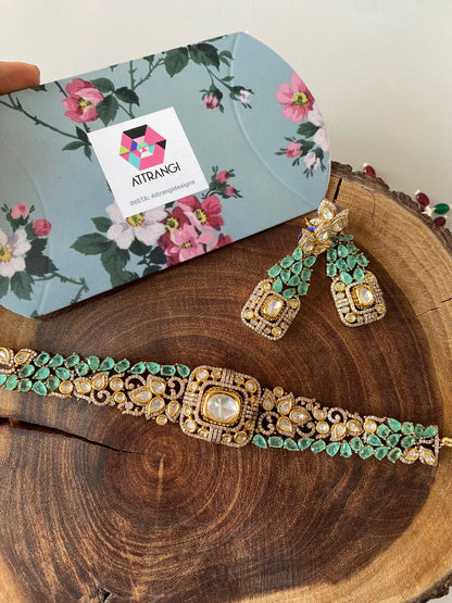 Vimonisha Moissanite  Polki Indo Western Choker Set