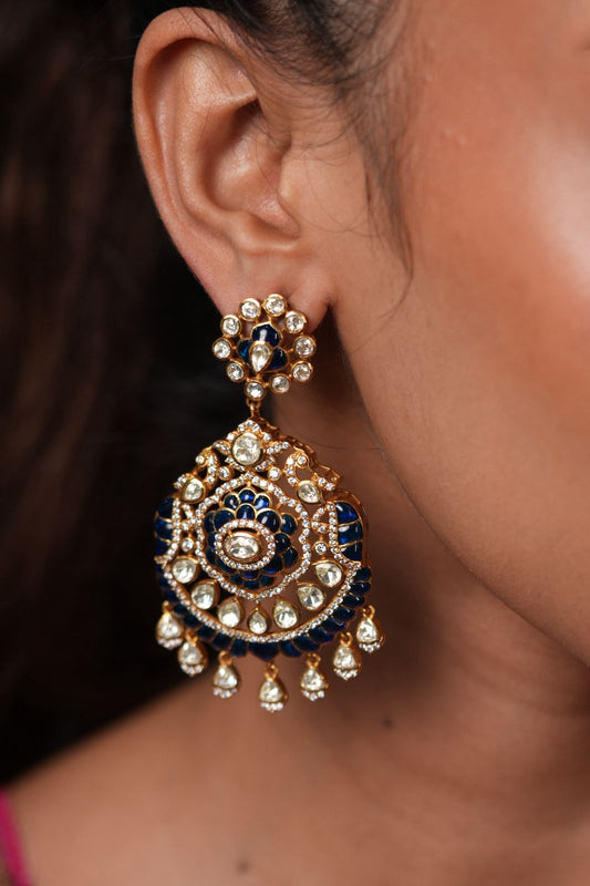 Shubhika Designer Indian Polki Moissanite Earrings
