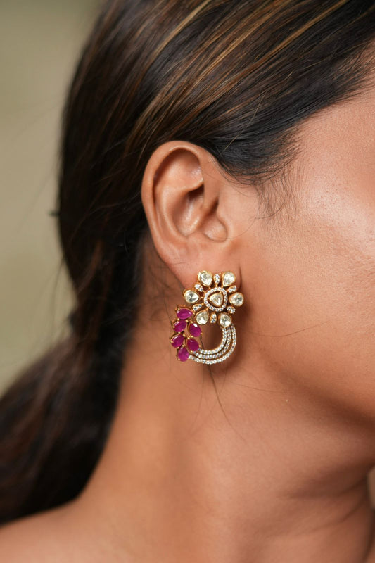 Gajak Polki Moissanite Indo western Studs