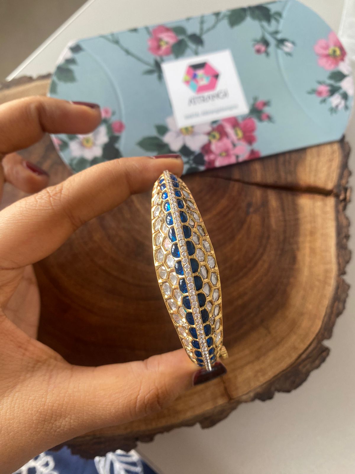 Bhargavi Elevated Polki Moissanite Bracelet Kada