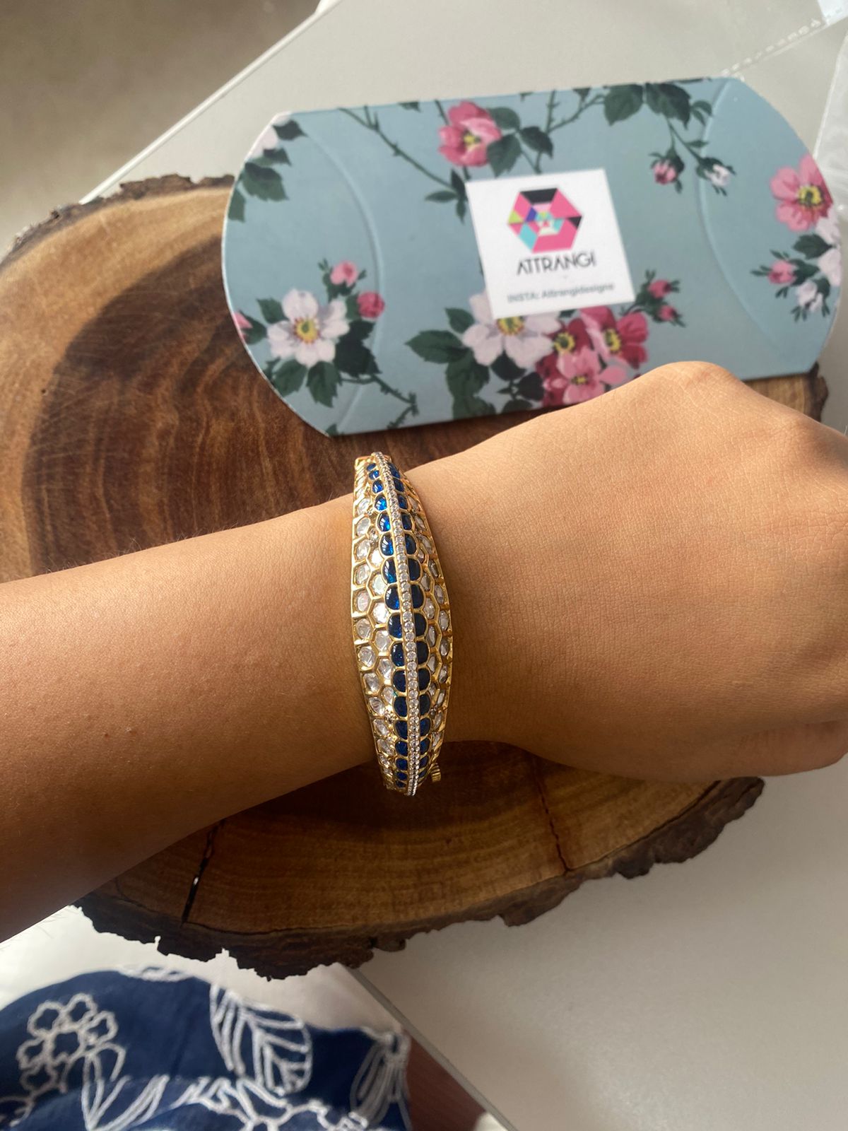 Bhargavi Elevated Polki Moissanite Bracelet Kada