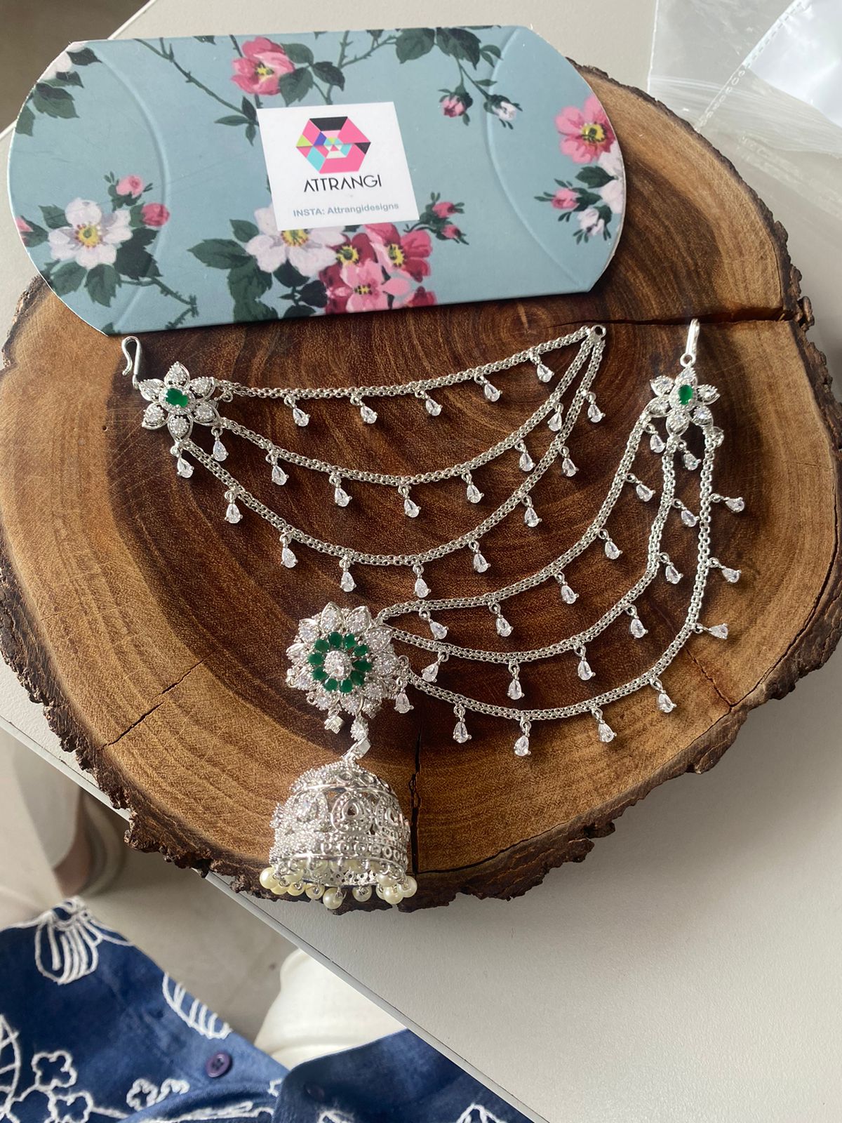 Iconic Diamond Big Jhumka with Hairchain