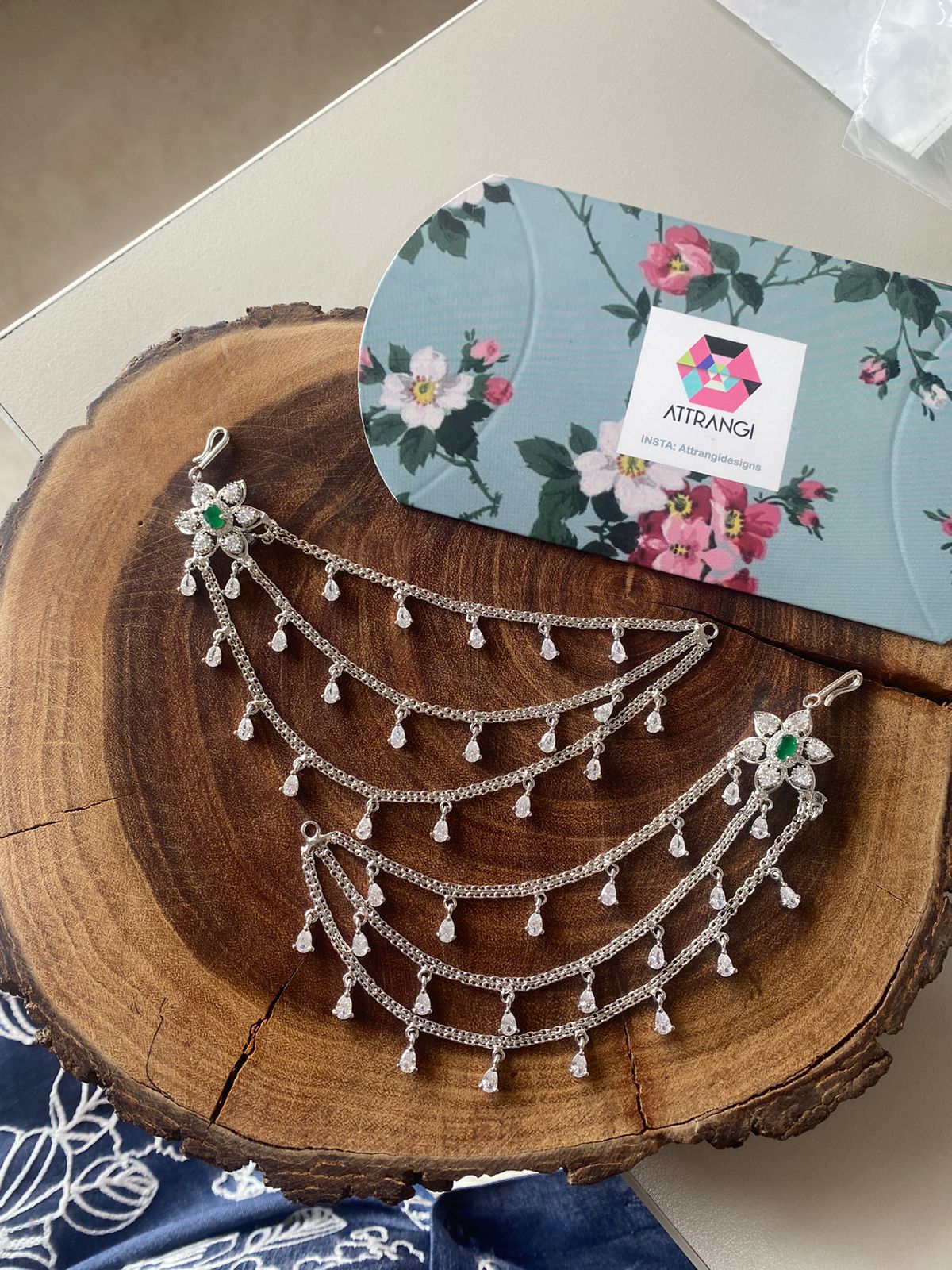 Iconic Diamond Big Jhumka with Hairchain