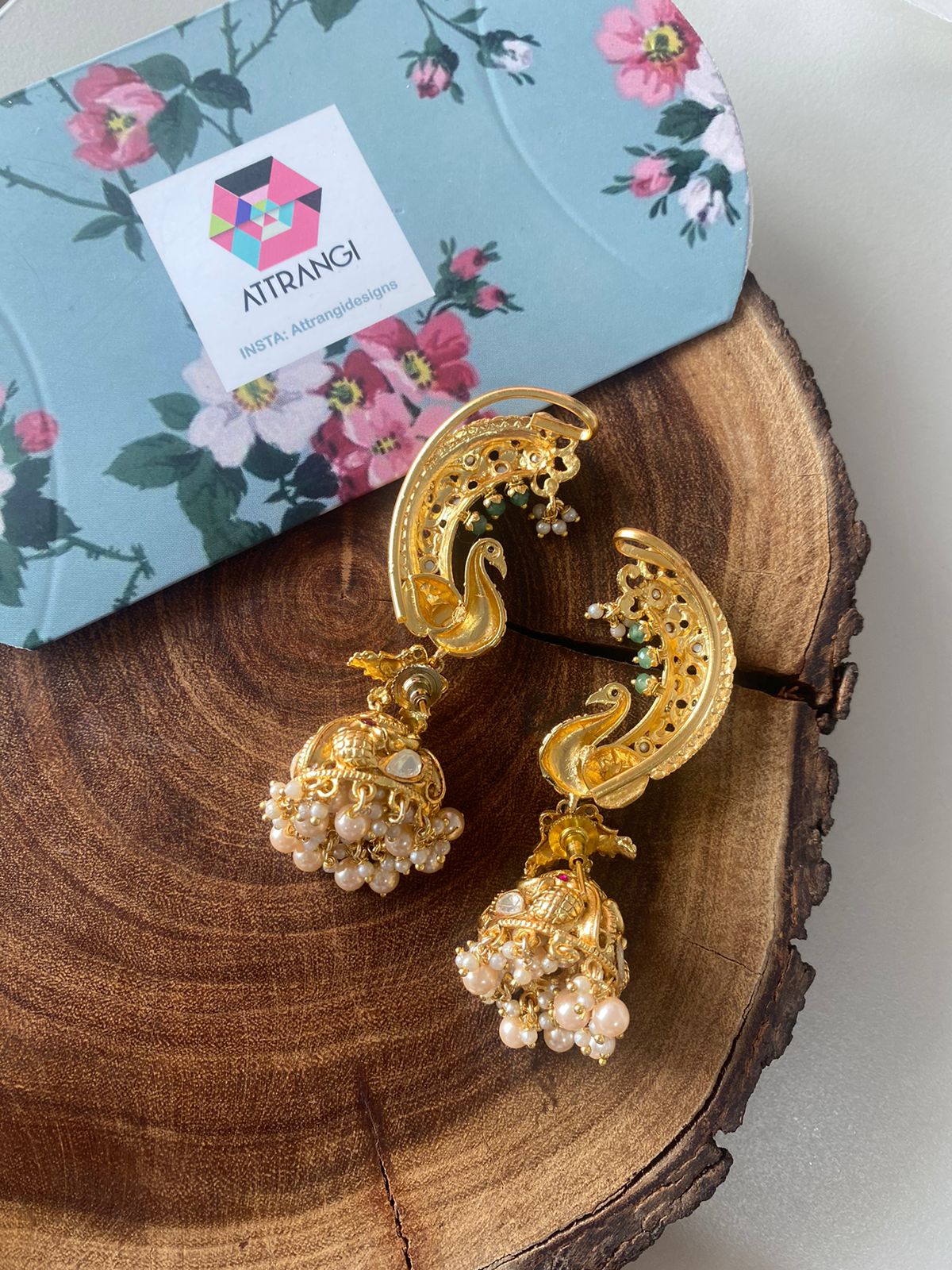 Sone Pe Suhaga Traditional Earcuff with Indian Jhumka