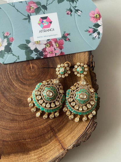 Shubhika Designer Indian Polki Moissanite Earrings