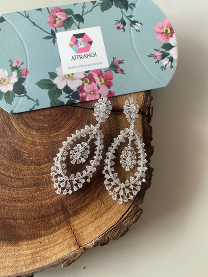 Reba Diamond Big Long Dangler Earrings