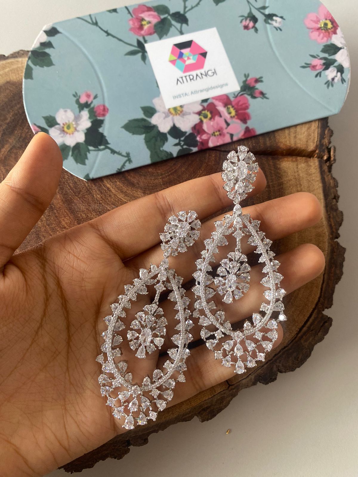 Reba Diamond Big Long Dangler Earrings