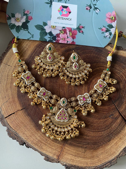 Padmohini Gold Traditional Necklace Set | Sone Pe Suhaga