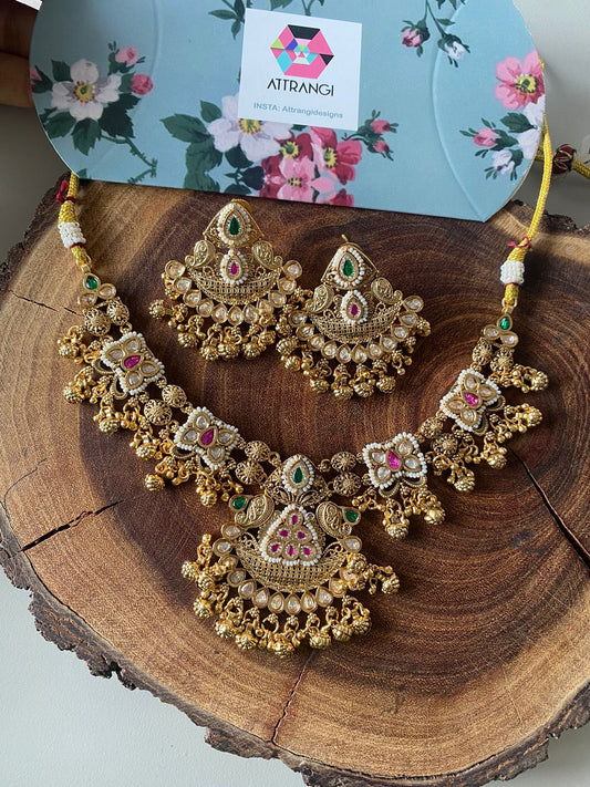 Padmohini Gold Traditional Necklace Set | Sone Pe Suhaga