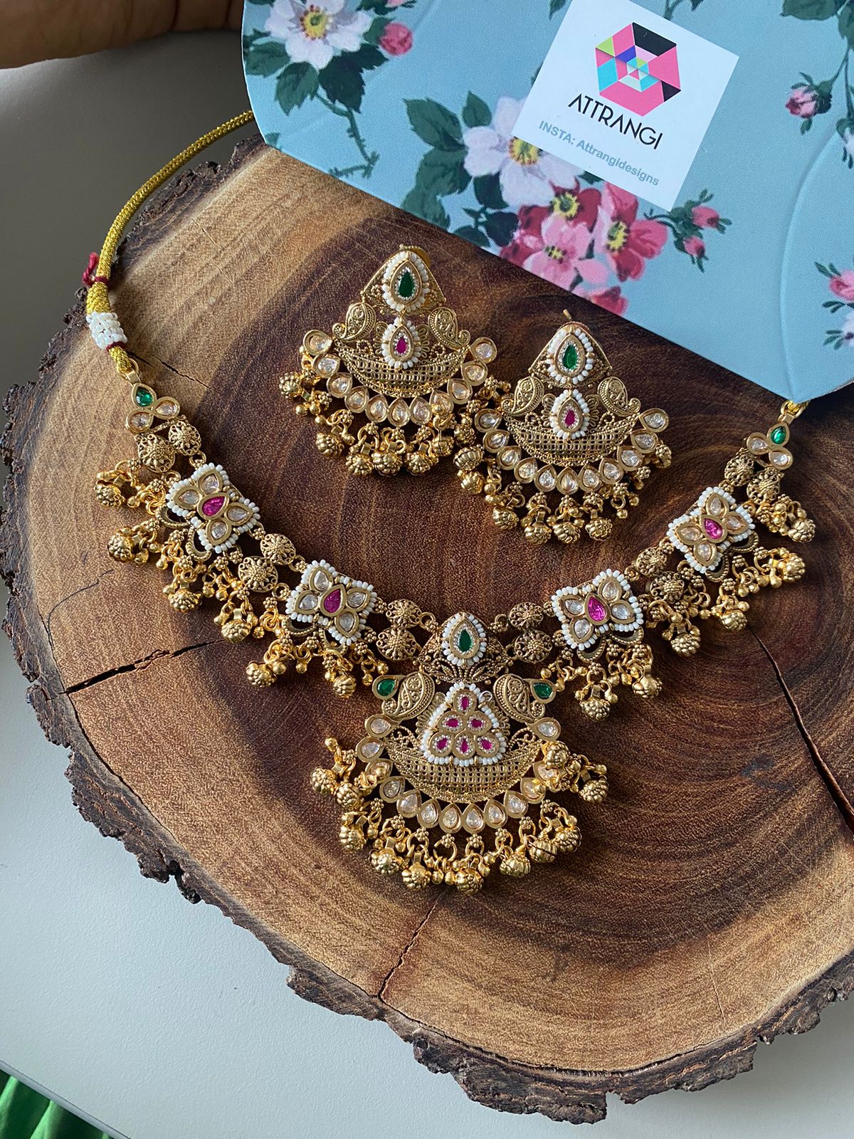 Padmohini Gold Traditional Necklace Set | Sone Pe Suhaga