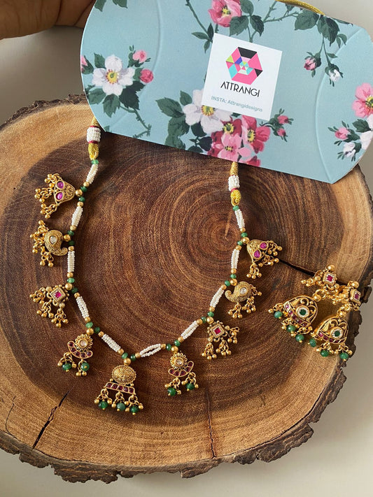 Sone ki Cheed Dainty Pearl Necklace Set | Sone Pe Suhaga