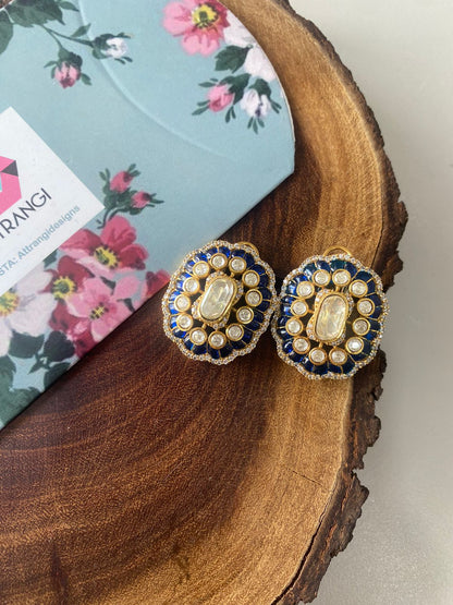 Sonam Moissanite Polki Uncut Diamond Studs | Epoxy