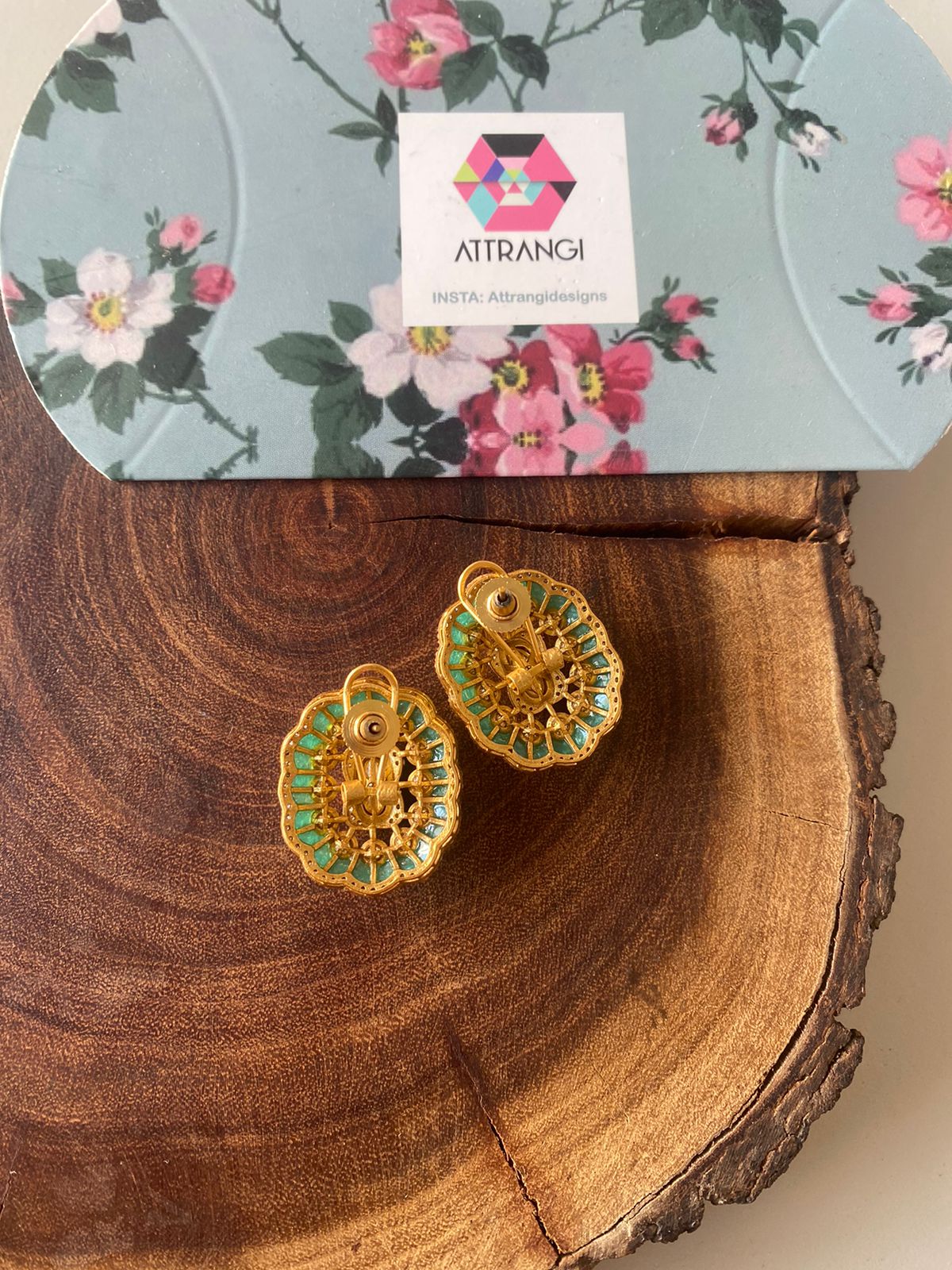 Sonam Moissanite Polki Uncut Diamond Studs | Epoxy