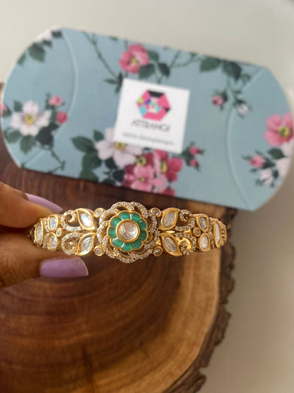 Juhi Polki Moissanite Floral Kada