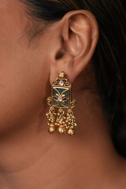 Trushita Overlay Gold Drop Stud Earrings