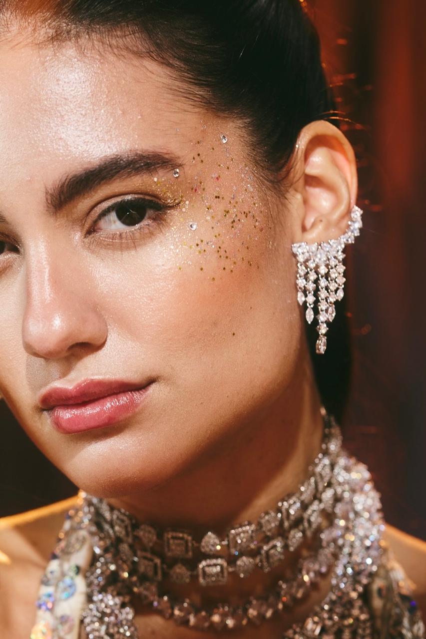 Pair of Diamond Dangling Earcuff Earrings
