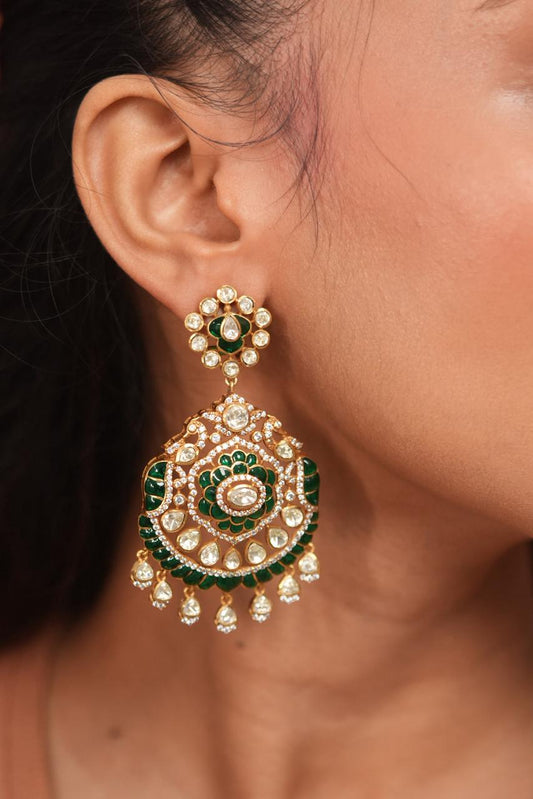 Shubhika Designer Indian Polki Moissanite Earrings