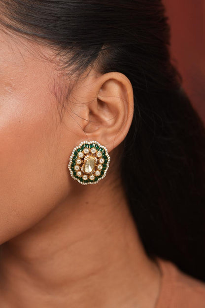 Sonam Moissanite Polki Uncut Diamond Studs | Epoxy