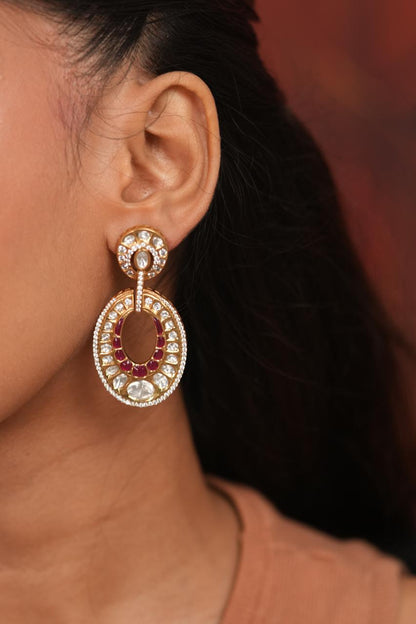 Lata Polki Moissanite Mid Sized Earring