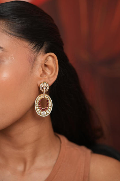 Lata Polki Moissanite Mid Sized Earring