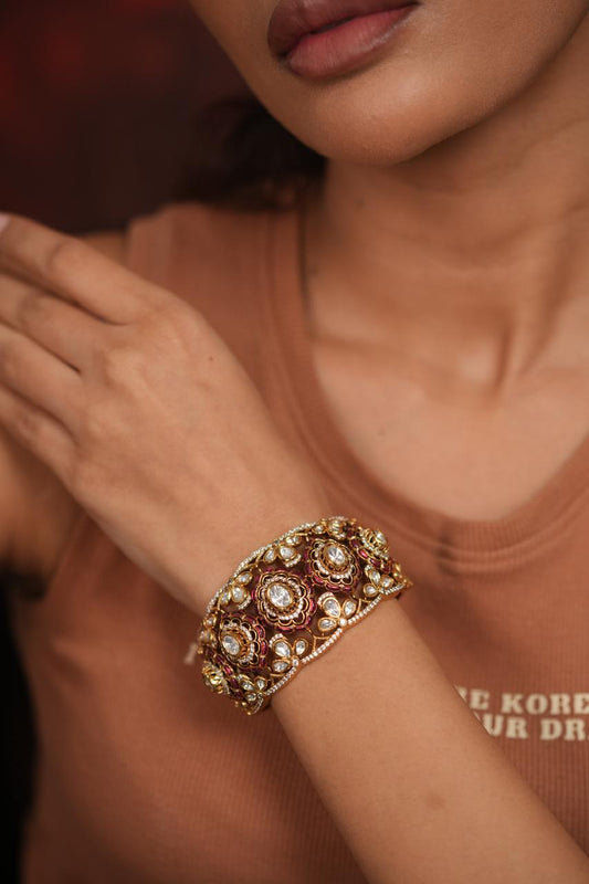 Shanti Polki Moissanite Rich Next To Real Kada  | Uncut Diamond