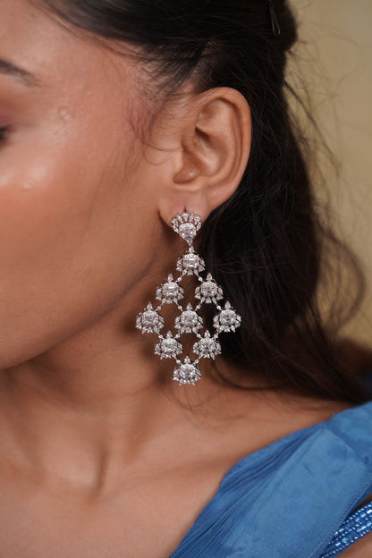 Fiona Diamond Stiff Long Dangler Earrings