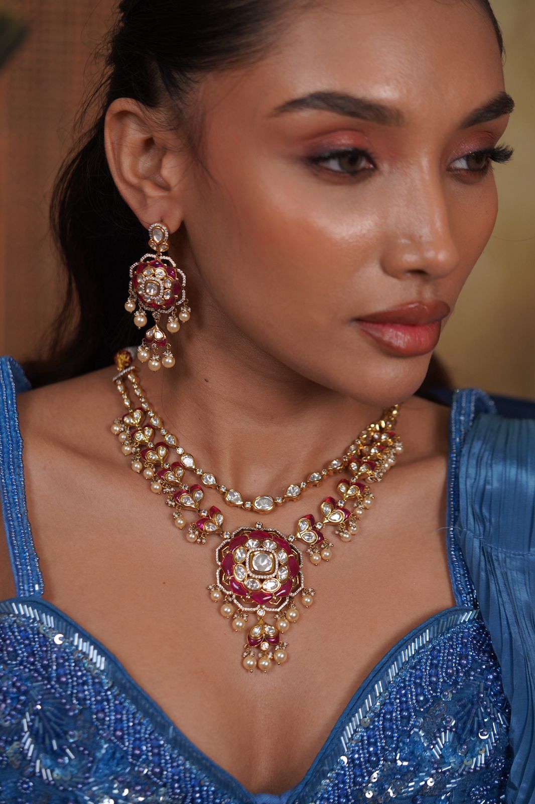 Suno Chanda 2 Layered Polki Moissanite Designer Set