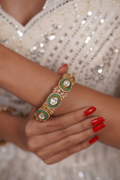 Draupadi Moissanite Polki Rich Mid-Thick Kada | Next To Real