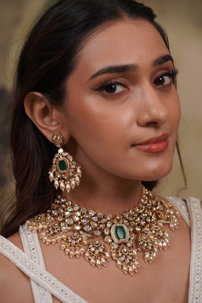 Pallavi Moissanite Polki Bridal Choker Set
