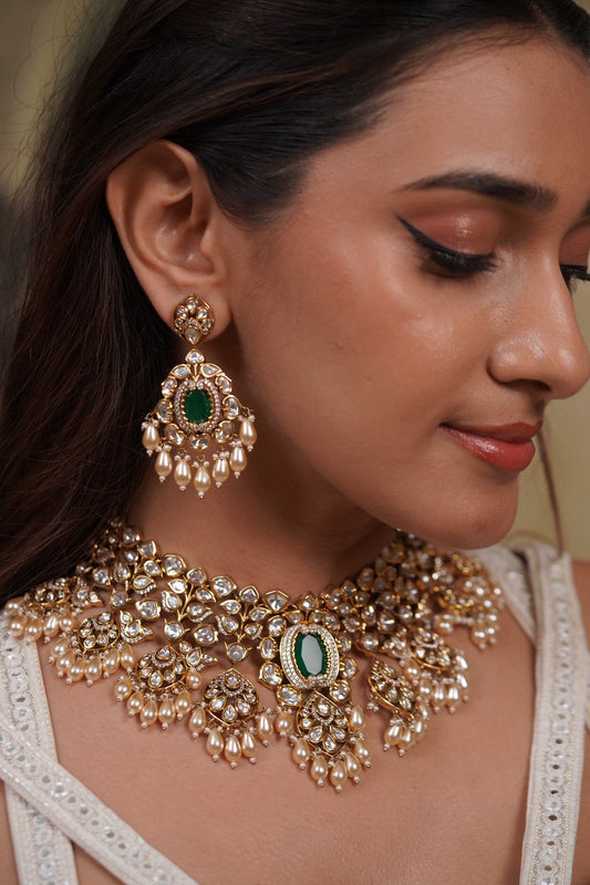 Pallavi Moissanite Polki Bridal Choker Set