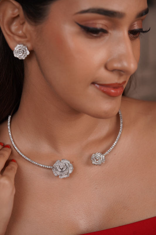 Blooming Rose Diamond Hasli Set |  Flexi