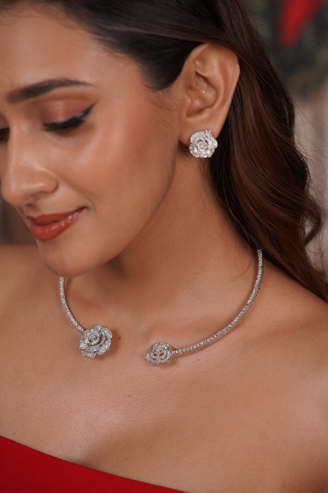 Blooming Rose Diamond Hasli Set |  Flexi