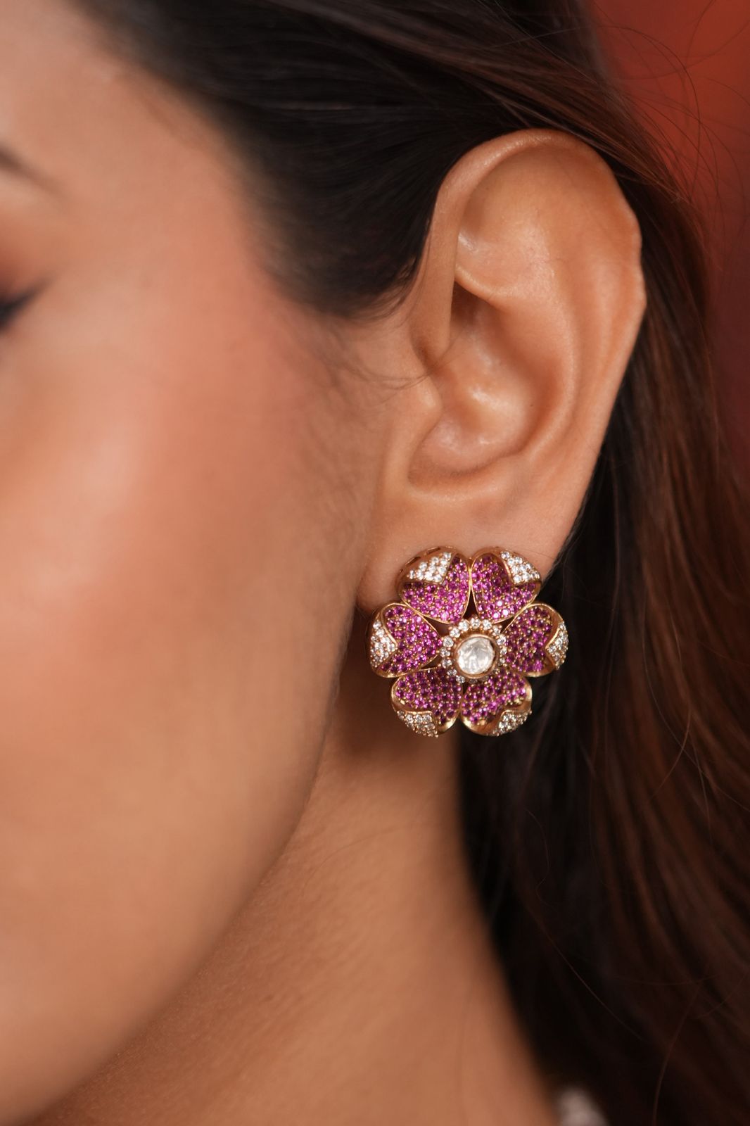 Phool Khile Moissanite Polki Choker Set with Studs