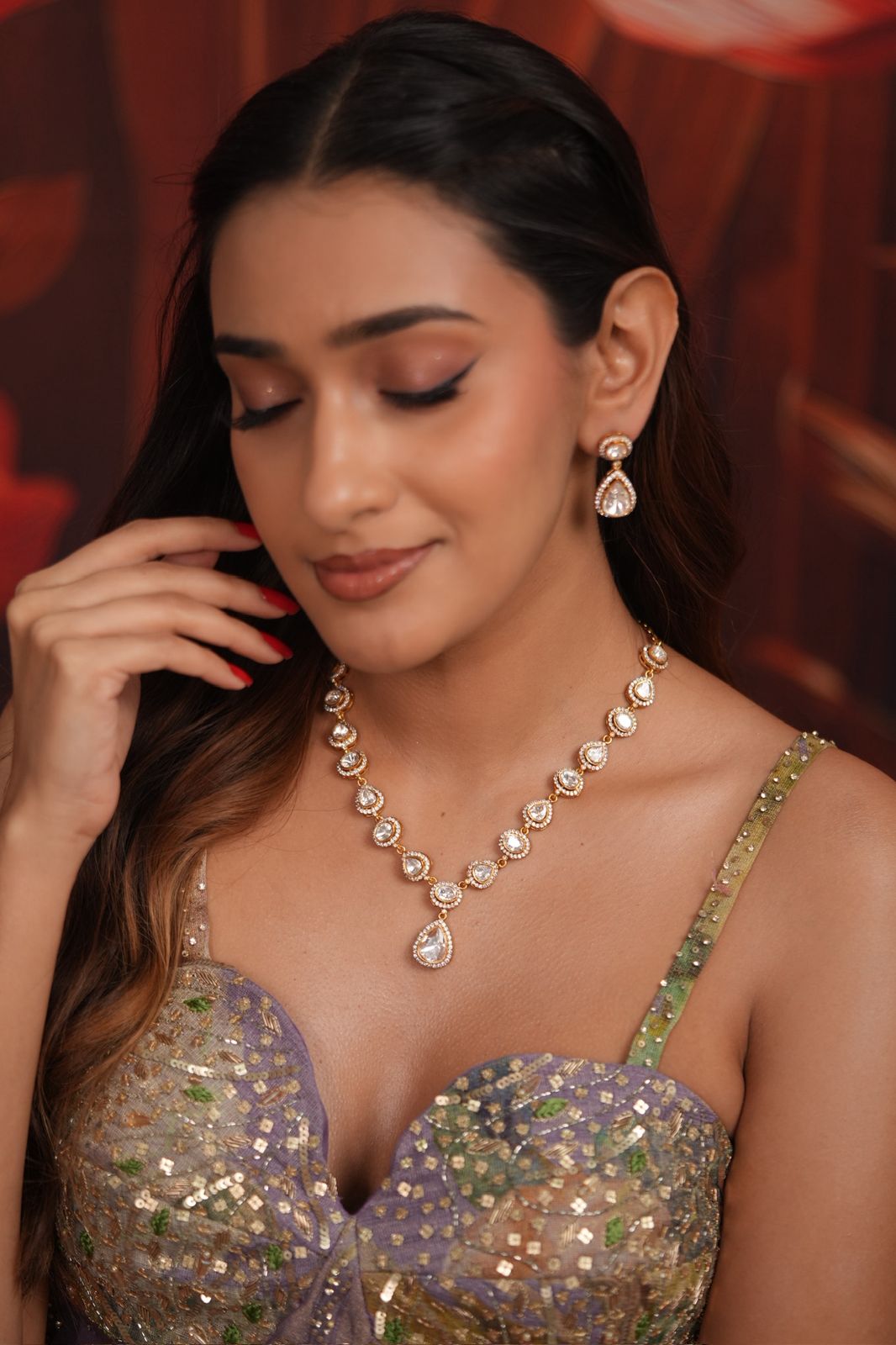 Preeti Classic Uncut Moissanite Polki Set