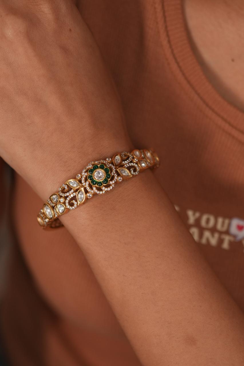 Juhi Polki Moissanite Floral Kada