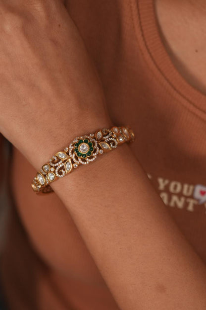 Juhi Polki Moissanite Floral Kada